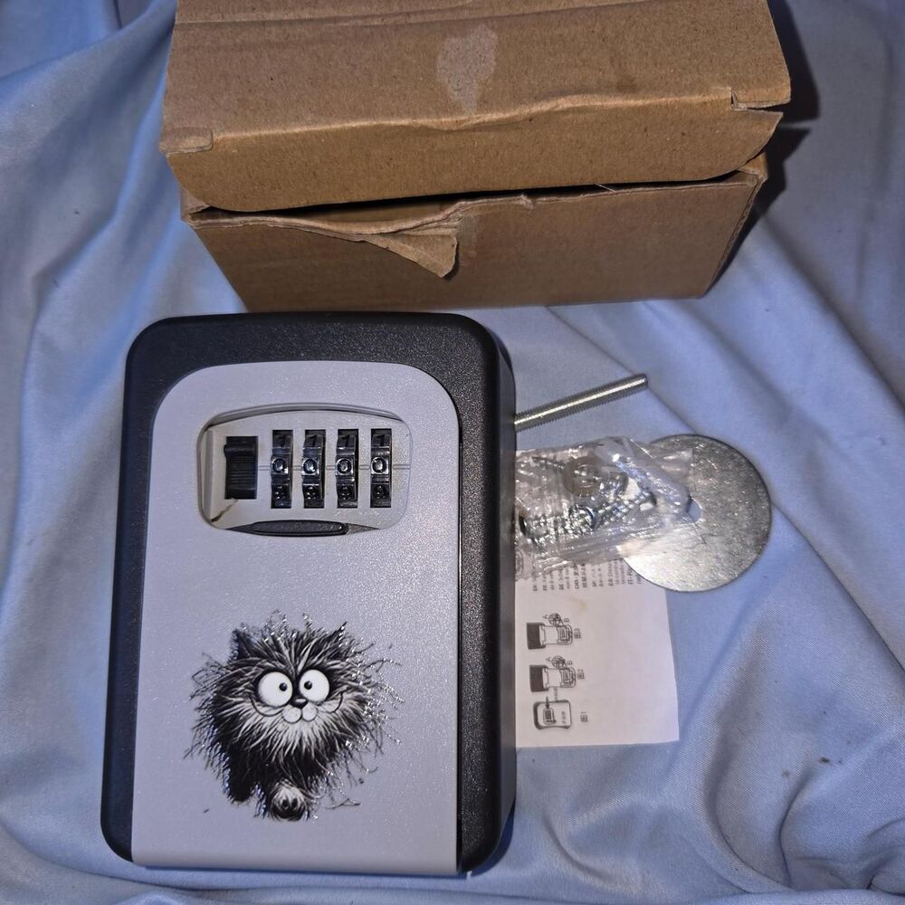 New Fluffy Cat Key Lock Box Wall Mount Combination Lock rentals, key storage